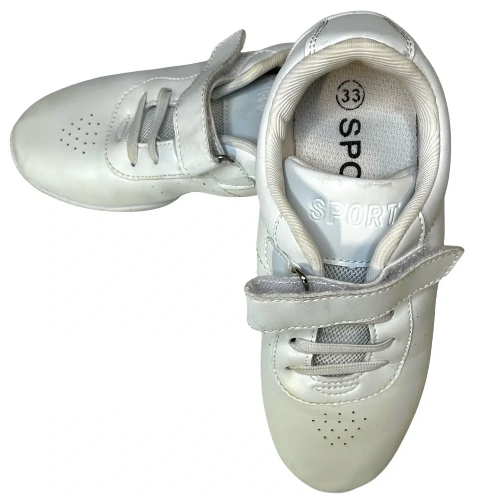 BAXINIER Girls White Cheerleading Dance Sneakers. Size EU 33 (U.S. size 1) - Picture 2 of 9